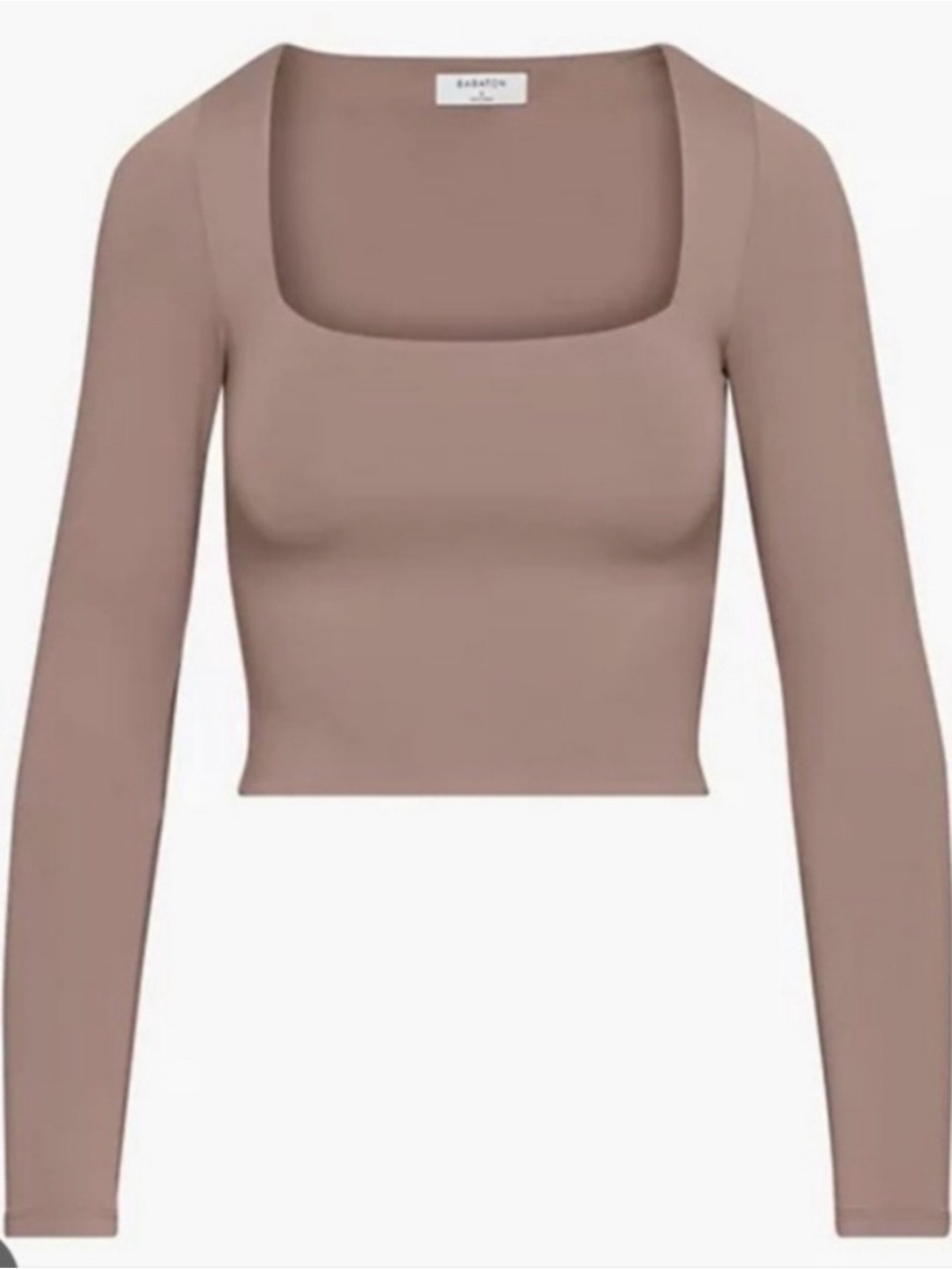 456159Aritzia Babaton Contour square neck long sleeve cropped mocha brown Medium